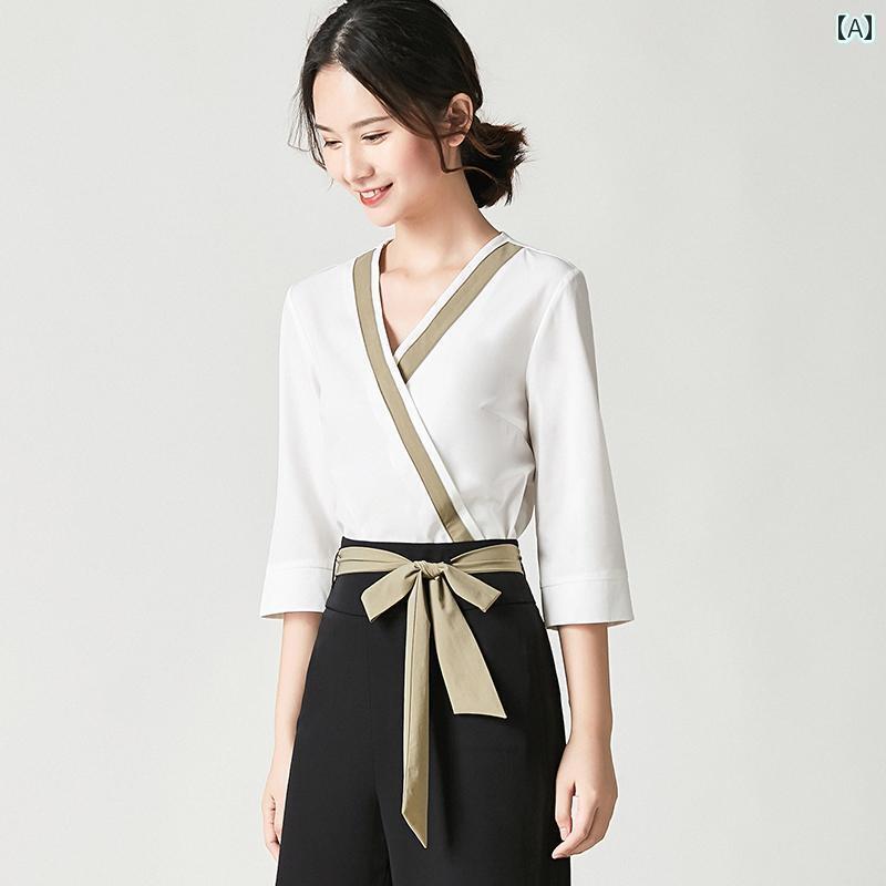 エステ ユニフォーム レディース 制服 サロン おしゃれ 春夏 美容師 美容院 クリニック チャイナ風 SAP セット