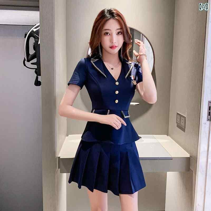 キャバ ドレス セクシー ミニスカート マッサージ セラピスト ユニフォーム 制服 スパ DJ プリンセス スーツ フェミニン スーツ フロント サウナ