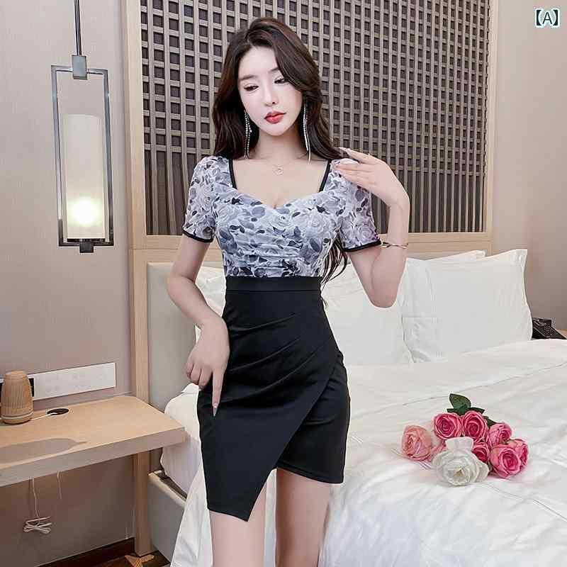 キャバ ドレス セクシー ミニスカート マッサージ セラピスト ユニフォーム 制服 スパ 魅惑 夏 ローカット スリム ヒップ カバー ショート スカート オーバー オール