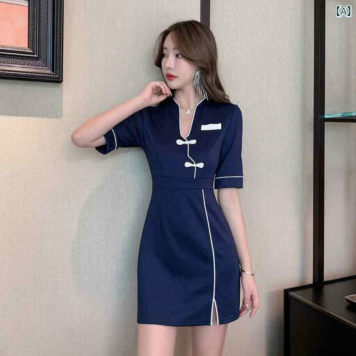 キャバ ドレス セクシー ミニスカート マッサージ セラピスト ユニフォーム 制服 スパ フェミニン スリム フロント デスクワーク フット キャバ ドレス セクシー ミニスカート マッサージ セラピスト ユニフォーム 制服 スパ フェミニン スリム フロント デスクワーク フット