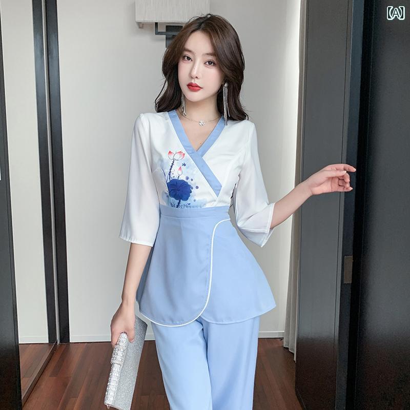 美容師 美容 サロン レディース 秋冬 レトロ スーツ スリム フットバス ペデキュア