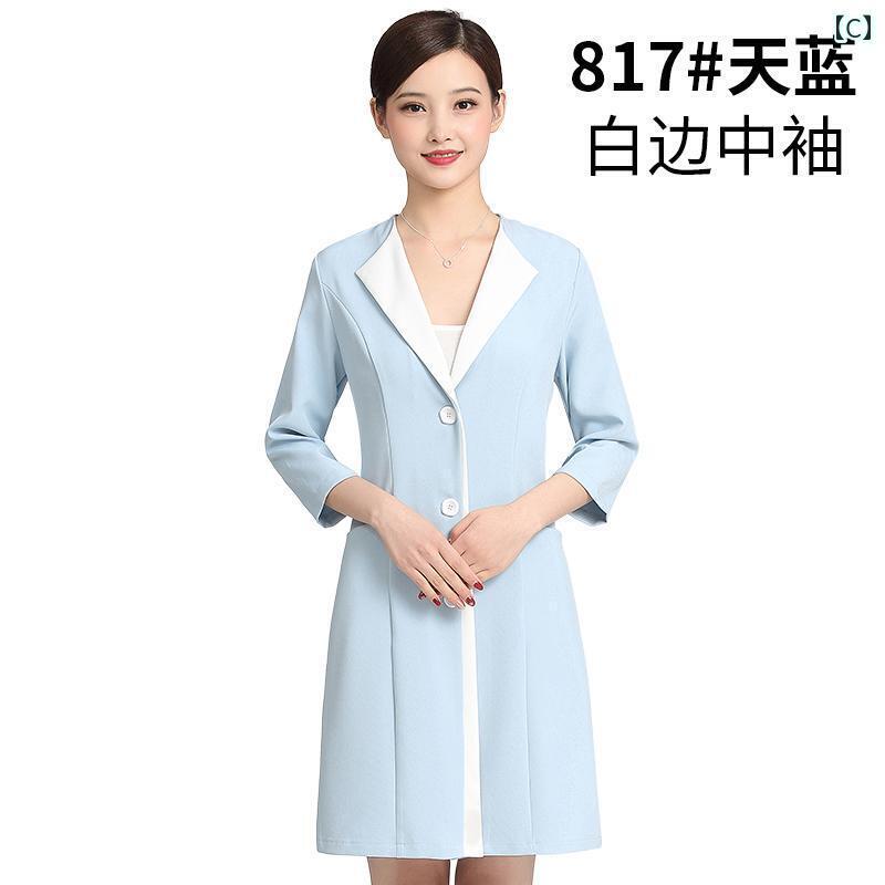 エステ ユニフォーム 制服 サロン スパ マッサージ リラクゼーション エステシャン セラピスト 半 永久 長袖 レディース 管理 ロング 白衣 ナース (3)