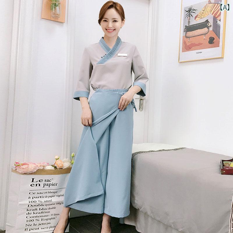 中国 スパ 健康 センター フットマッサージ フットバス レディース 技術者 服 耳 ピッカー テー スーツ..