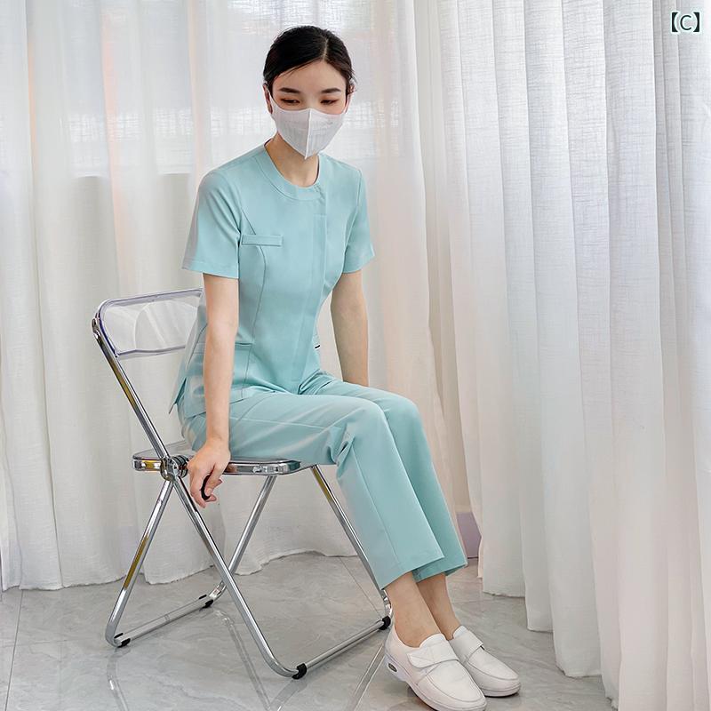 ナース ユニフォーム 制服 クリニック レディース 美容 服 夏 半袖 薬局 服 口腔 ...
