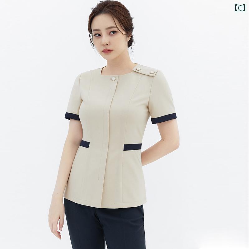 エステ ユニフォーム 制服 サロン スパ マッサージ リラクゼーション エステシャン セラピスト 韓国 美容師 レディース フットバス クラブ 美容院 管理 春夏 (3)