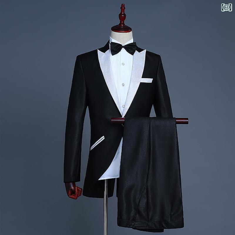 メンズ ドレス 小さめ タキシード スーツ マジック パフォーマンス 指揮者 衣装 ベル カント 歌手 パフォーマンス 衣装 ジャズ スーツ ダンス
