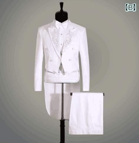 メンズ タキシード スリム ドレス ホスト スーツ 指揮者 歌手 ステージ パフォーマンス マジック コーラス 衣装