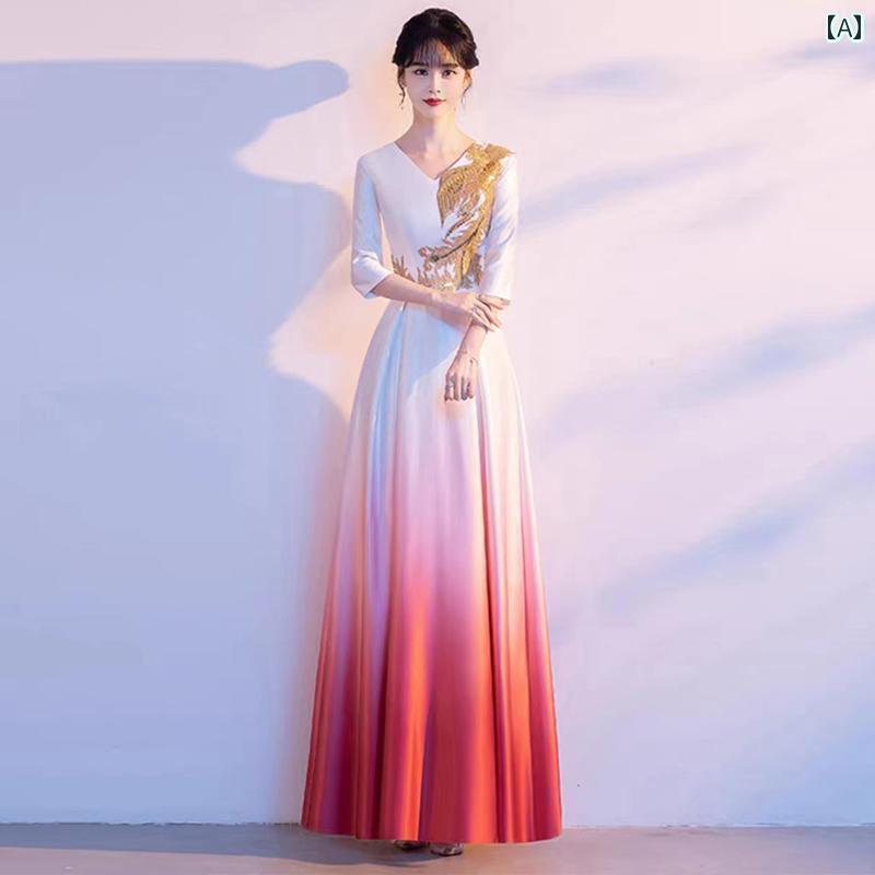 レディース ロングドレス カンタータ パフォーマンス 服 詩 朗読 ホスト ロング スカート パフォーマンス 服 パーティー ドレス スリム イブニングドレス