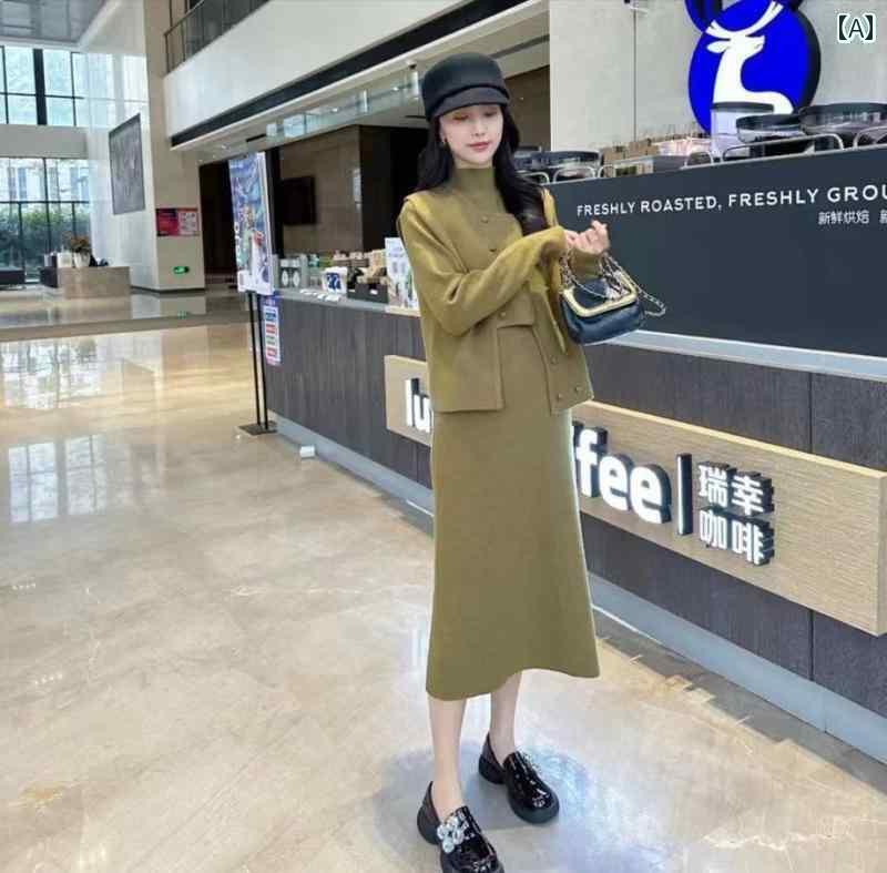 マタニティ ウェア 妊婦 ドレス セットアップ スーツ 秋冬 コート ドレス 春秋