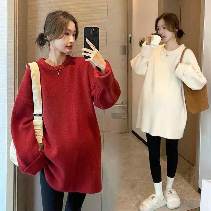 マタニティ トップスス 妊婦 ウェア 春秋冬 セーター レディース コート フレッシュ ゆったり 羊 ウール 冬服