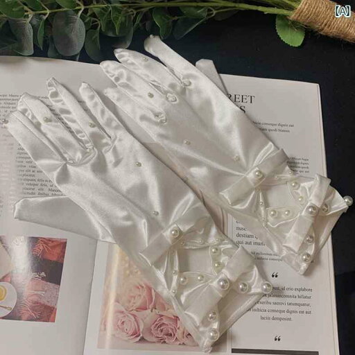 ブライダル アクセサリー ウェディング パーティー 結婚式 花嫁 婦 小物 グローブ ホワイト リボン サテン ビーズ ショート グローブ 写真 ブライダル アクセサリー ウェディング パーティー 結婚式 花嫁 婦 小物 グローブ ホワイト リボン サテン ビーズ ショート グローブ 写真