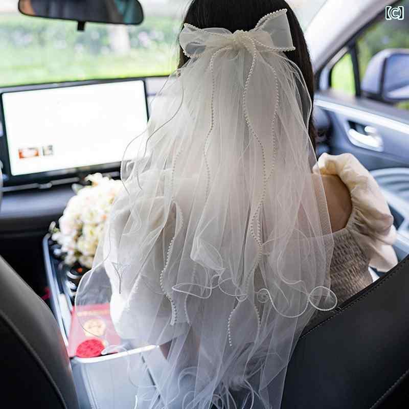 ブライダル アクセサリー ウェディング パーティー 結婚式 花嫁 婦 小物 ベール フォ トップスス スーパー フェアリーガール ポーズ メイン ドレス ヘア リボン フレンチ
