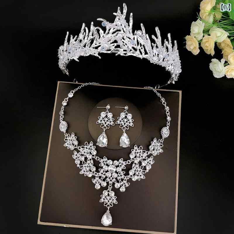 ブライダル アクセサリー 小物 ウェディング 結婚式 パーティー 婦 花嫁 舞台 小道具 コスプレ スーパー フェアリー 3点 ネックレス イヤリング クラウン...