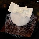 ブライダル アクセサリー 小物 ウェディング 結婚式 パーティー 婦 花嫁 舞台 小道具 コスプレ フレンチ 白 レトロ ベール メッシュ ハット 頭飾り レデ...