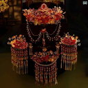 ブライダル アクセサリー 小物 ウェディング 結婚式 パーティー 婦 花嫁 舞台 小道具 コスプレ 頭飾り 中国 レトロ 秀和 額 チェーン 金 赤 鳳凰 冠 ...