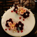 ブライダル アクセサリー 小物 ウェディング 結婚式 パーティー 婦 花嫁 舞台 小道具 コスプレ ヘッド ドレス チャイナ風 レッド 起毛 フラワー アンティ...