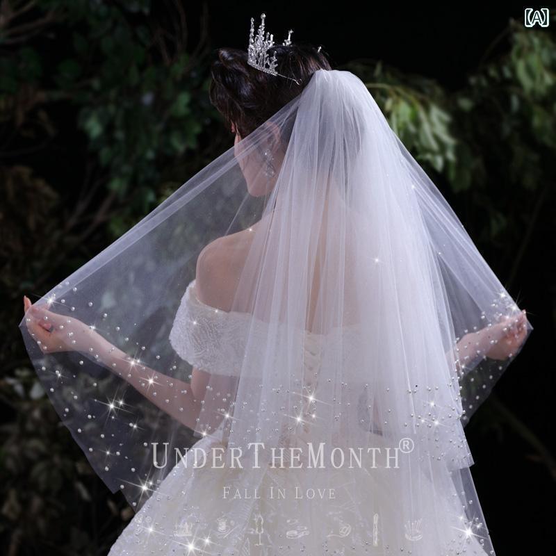 ブライダル アクセサリー 小物 ウェディング 結婚式 パーティー 婦 花嫁 舞台 小道具 コスプレ 輝く パール 白 ふわふわ ベール 写真 レディース ベール...