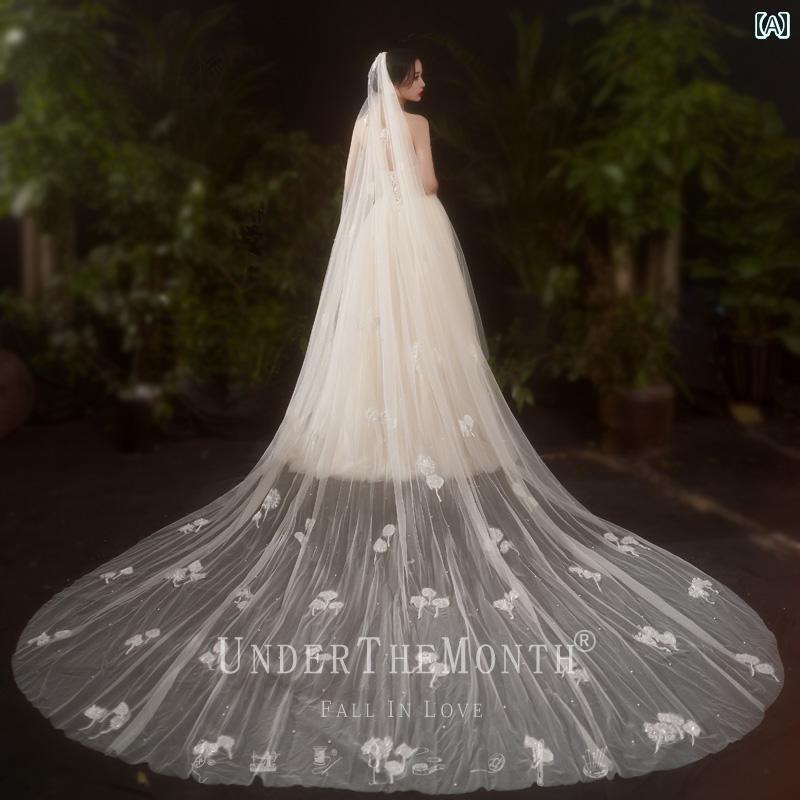 ブライダル アクセサリー 小物 ウェディング 結婚式 パーティー 婦 花嫁 舞台 小道具 コスプレ ドレス ロング て 大きめ 尻尾 フェアリー ベール 頭飾り...