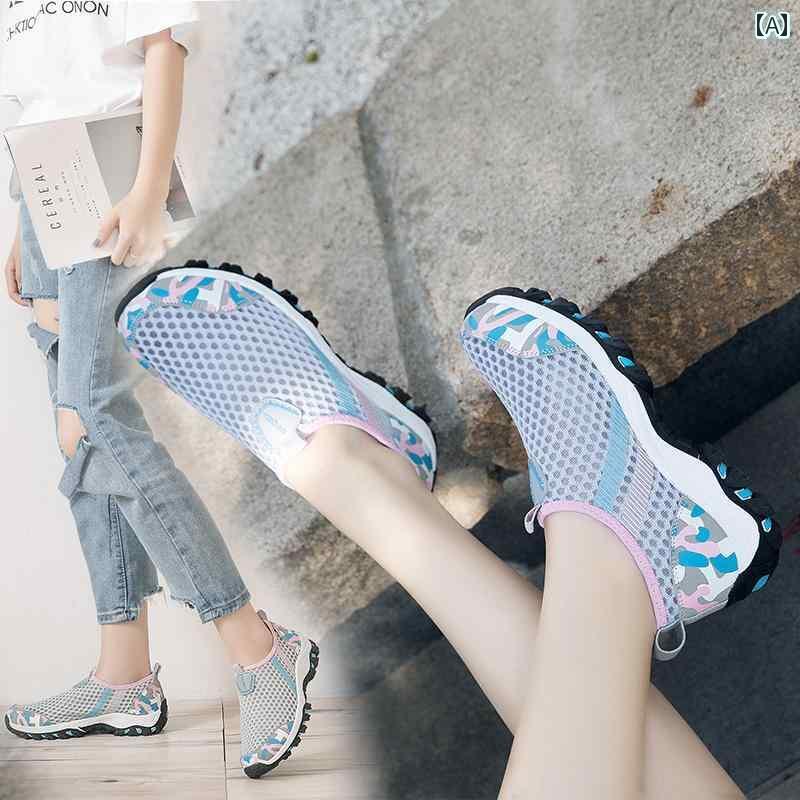 スポーツシューズ レディース リバート レーシング メッシュ 通気性 快適 メッシュ ウェーデン グ 水 ..