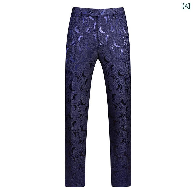 非 ストレッチ ローウエスト 柄 パンツ スリム フィット パンツ ストレート レッグ カジュアル フォーマル パンツ