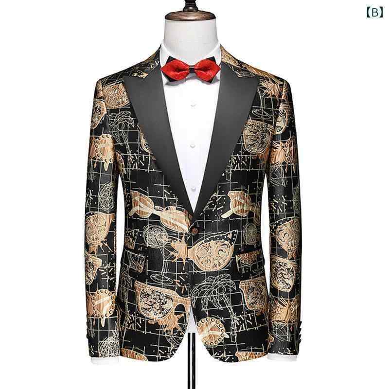 スリム ビジネス ウェデング ジャケット トレンド 大きめサイズ スーツ シングル スーツ 1つ ボタン チェック プリント スーツ アウター