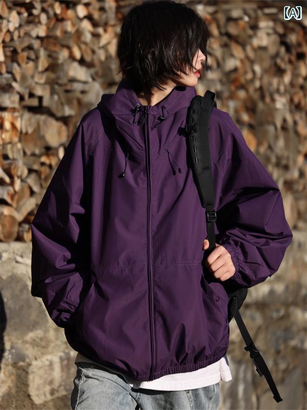 アウトドア 無地 シルエット 防雨 ジャケット キャンプ 防風 フード ジャケット