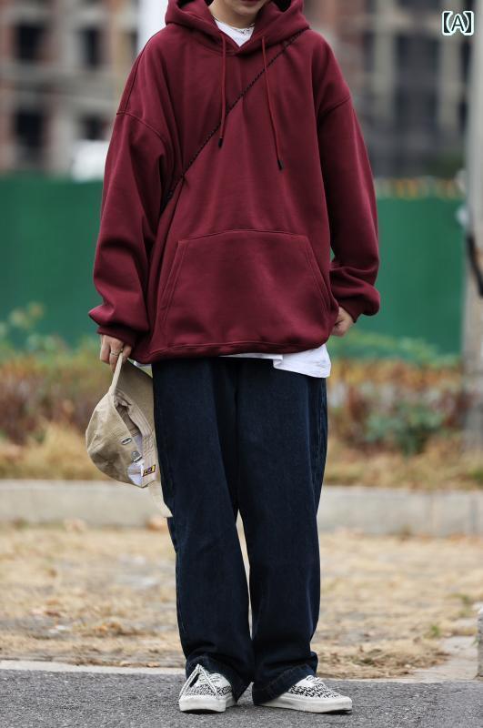 春秋 無地 フードスウェット シャツ ストリート ボトム レディース レトロ トップスス