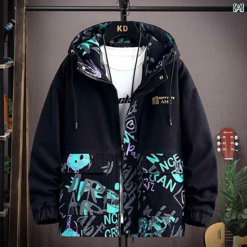 フード デニムジャケット 秋 トレンド レター プリント ステッチ トップスス