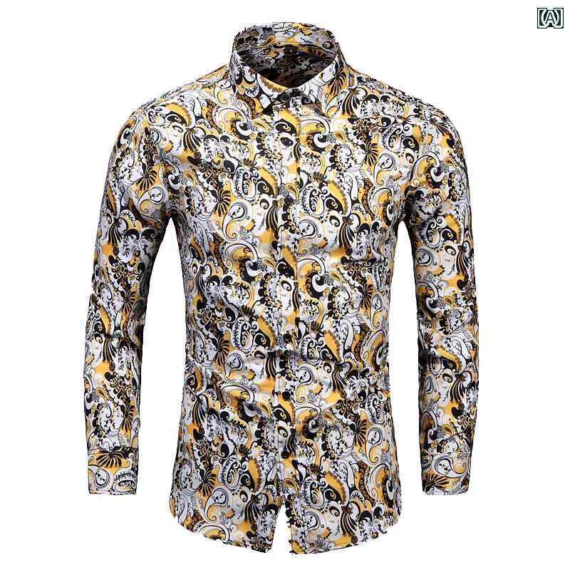 メンズ プリント 花柄 プリント 大きいサイズ ダッド シャツ 長袖