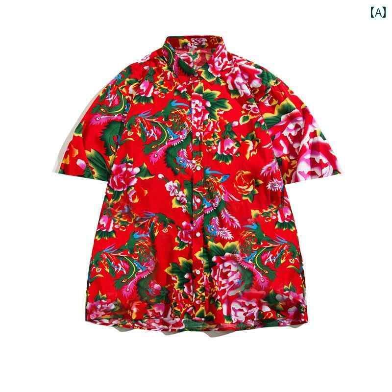 メンズ 花 シャツ 半袖 柄 プリント シャツ トレンド トップスス