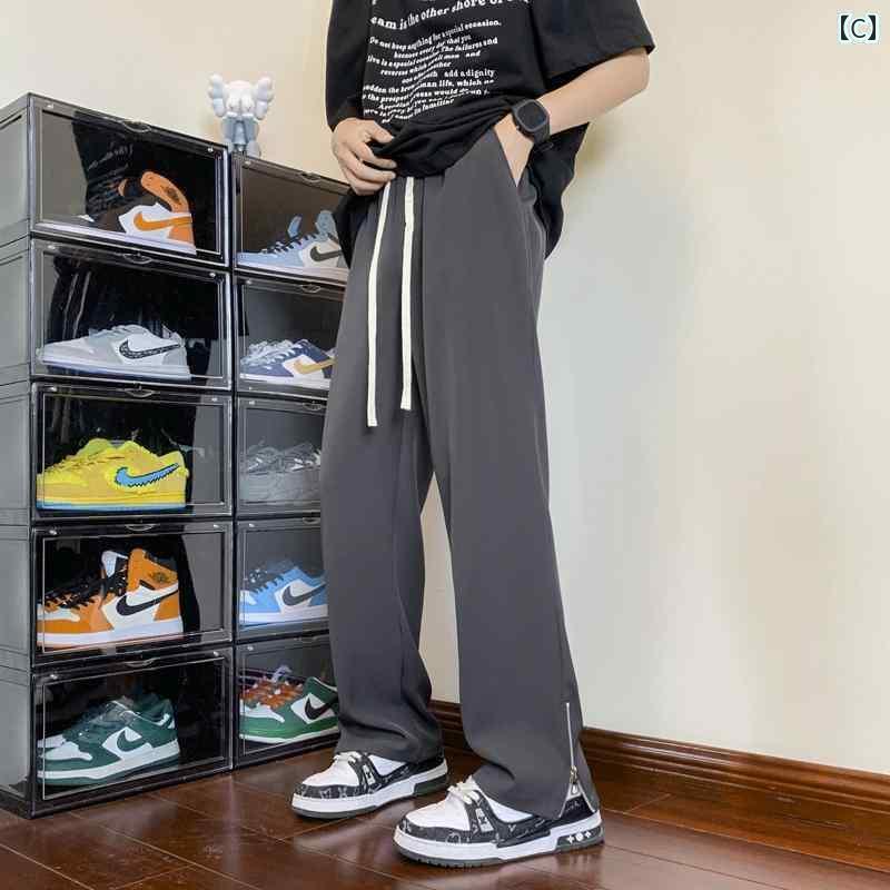 メンズ ドレープ 感 マルジェラ スリットパンツ セクシー クール ひんやり 涼しい 快適 脚 張り付か フレアって