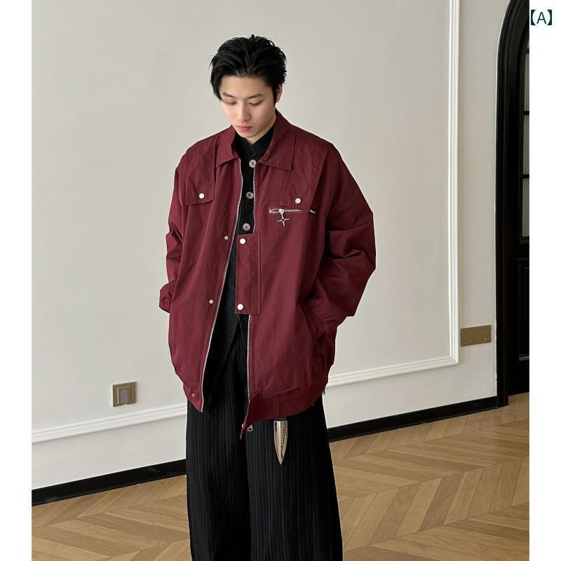 メンズ ヴィンテージ風風 レッド コート ジャケット アメリカン レトロ 野球 ユニフォーム