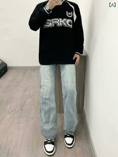 メンズ アメリカン レトロ ジーンズ 春 パンツ ストレート カジュアル パンツ メンズ アメリカン レトロ ジーンズ 春 パンツ ストレート カジュアル パンツ