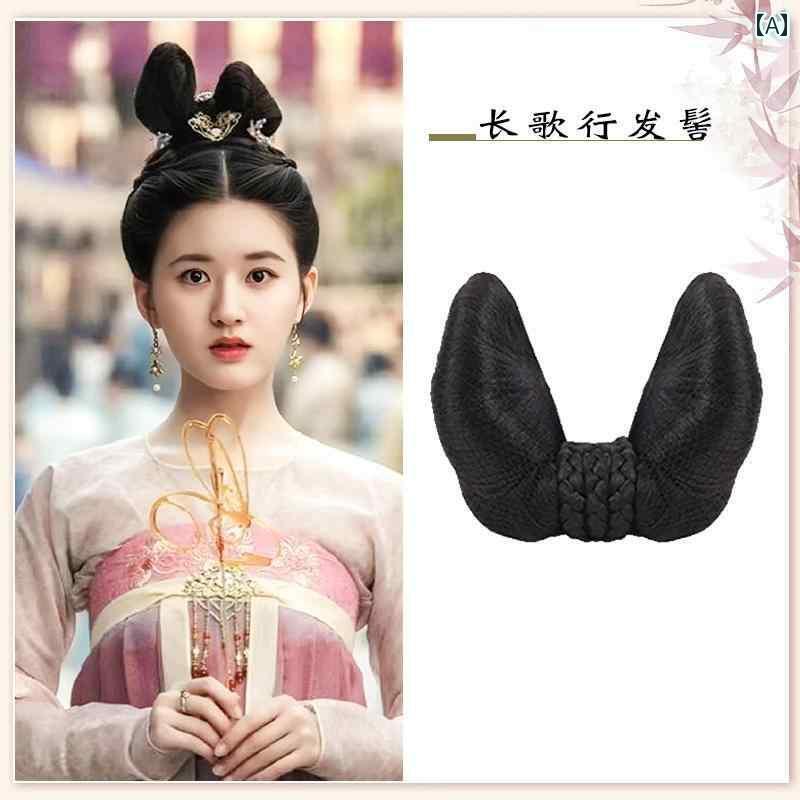 ウッグ レトロ つけ毛 かつら 舞台 小道具 パフォーマンス コスプレ 漢服 バッグ 衣装 ヘア オールイン..