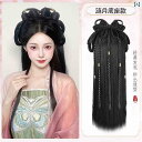 ウィッグ レトロ つけ毛 かつら 舞台 小道具 パフォーマンス コスプレ 漢服 バッグ オールインワン 髪型 ヘッド バンド ヘッド ギア 衣装 ヘア アクセサ...
