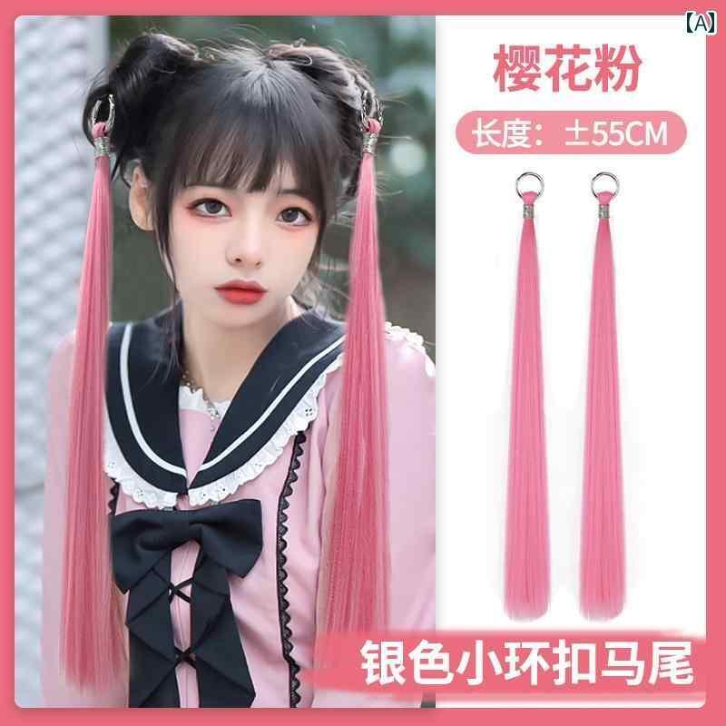 ウッグ つけ毛 かつら 舞台 パフォーマンス イメチェン コスプレ 小道具 バックル ポニーテール 地雷 ..