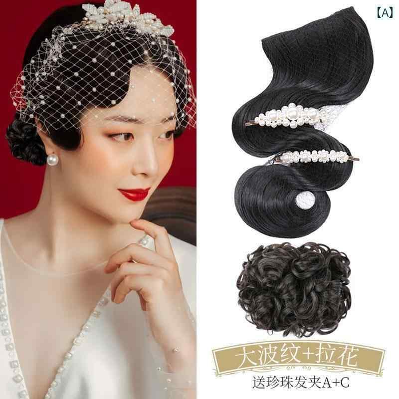 ウッグ レトロ つけ毛 衣装 前髪 手 押し 波形 チャイナ ドレス 頭飾り 大きめ ウェーブ スタイリング ..