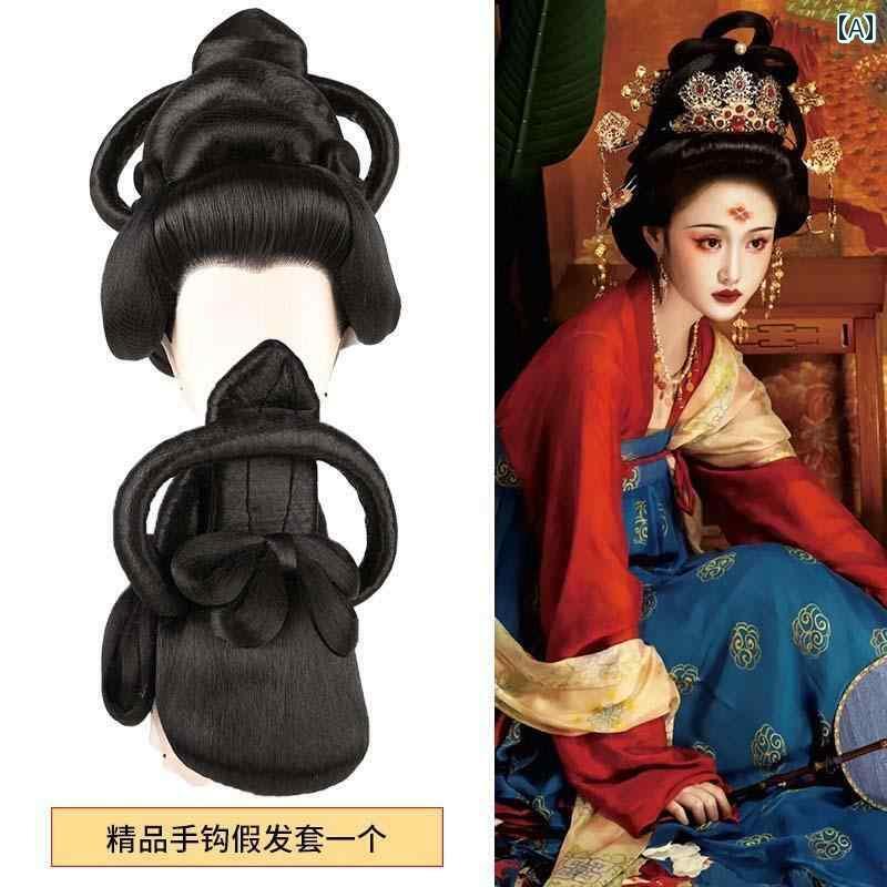ウッグ レトロ かつら 舞台 パフォーマンス 小道具 コスプレ 皇帝 側室 かぶり 唐 王朝 皇后 皇后 頭飾り 衣装 宮殿 映画 テレビ ドラマ セット 女装
