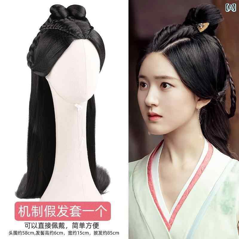 ウッグ レトロ かつら 舞台 パフォーマンス 小道具 コスプレ 映画 チェン シャオシャン セット コスチューム ヘッド ギア 秦 漢 時代 普段使い お団子 ...