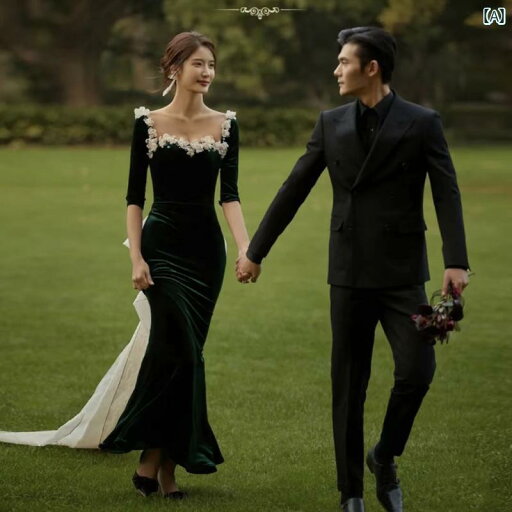 ウェデング フォト 撮影 ドレス 衣装 結婚式 思い出 アート スタジオ 服 屋外 フレンチ 軽量 涼しい レトロ グリーン 起毛 フッシュテール ウェデング フォト 撮影 ドレス 衣装 結婚式 思い出 アート スタジオ 服 屋外 フレンチ 軽量 涼しい レトロ グリーン 起毛 フッシュテール