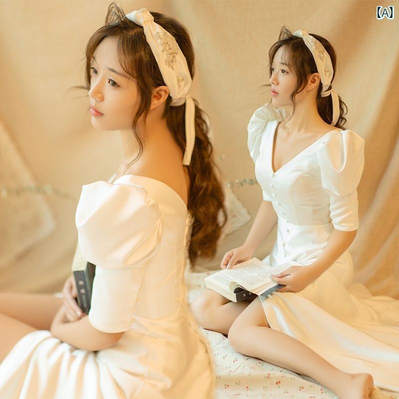 撮影 ドレス 写真 フォト 記念 コスプレ アート 思い出 服 レディース パーソナル アート ストリート 小さめ フレッシュ ドレス スタジオ 服(4)