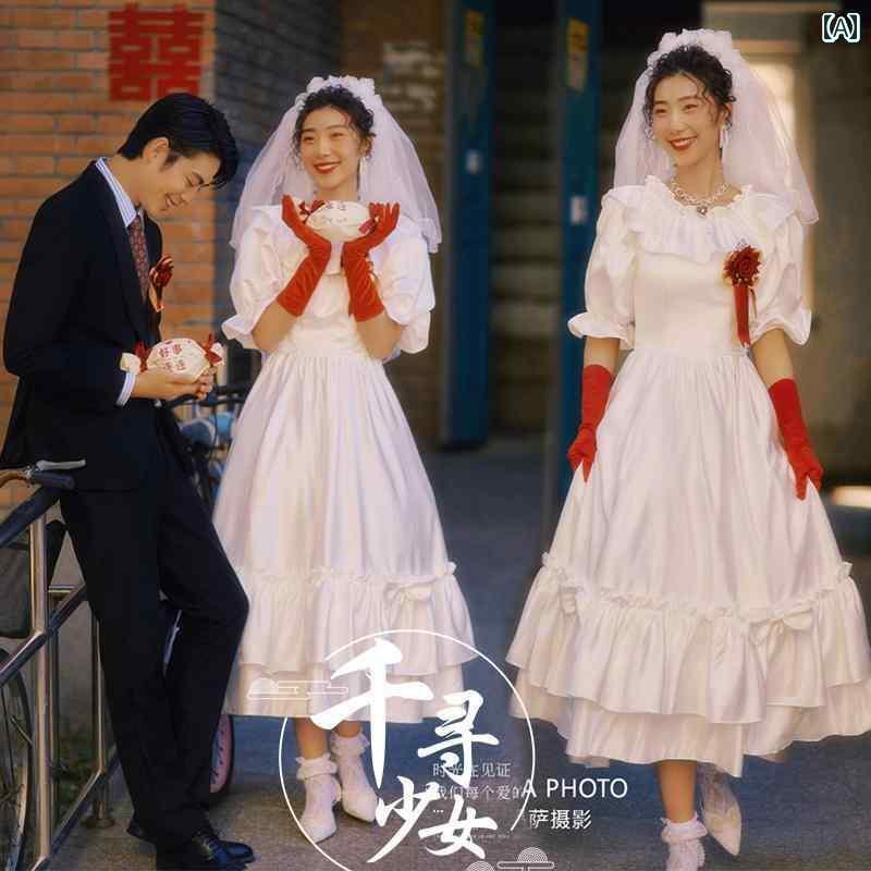 撮影 ドレス 写真 フォト 記念 コスプレ アート 思い出 スタジオ フレンチ レトロ 80年代 結婚式 カッ..