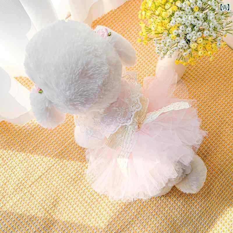 ペット 服 犬 春秋 猫 かわいい プリンセス テディ ポメラニアン ビション ドレス 子犬 ピンク 春夏子犬