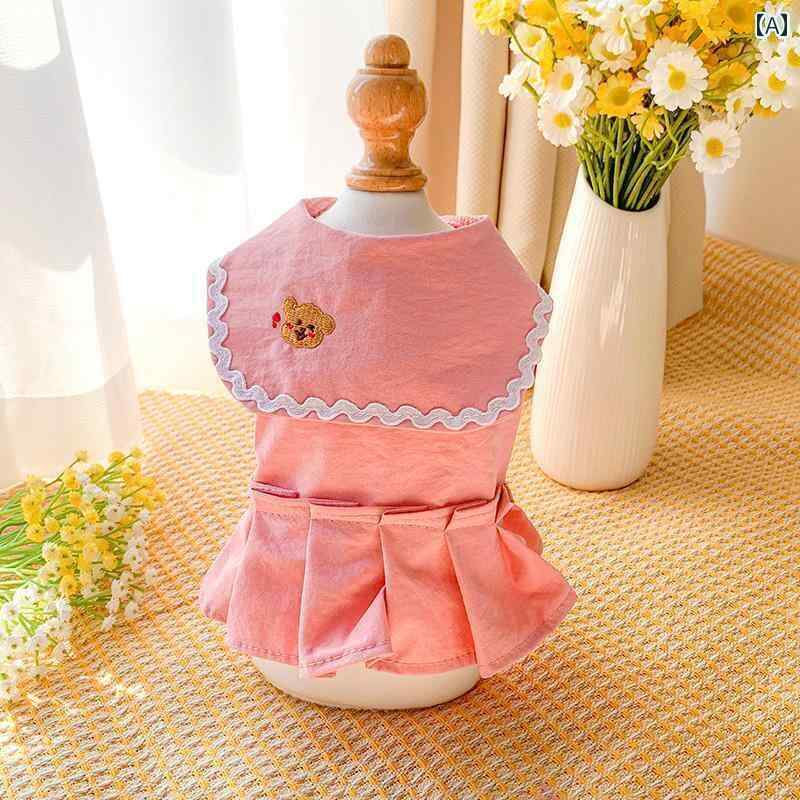 ペット 服 犬 猫 子犬 子犬 かわいい 牽引 ハーネス プリンセス テディ ポメラニアン ビション 春夏 スカート