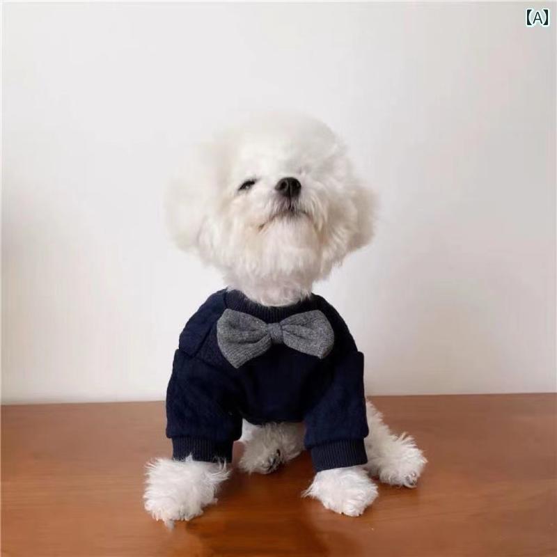 ペット 服 子犬 英国 紳士 蝶 ネクタイ 秋冬 テディ ビション 小さめ 子犬 ミルク 犬 猫