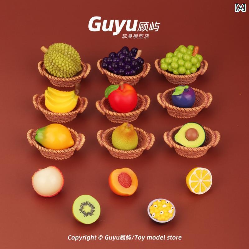 ミニチュア おもちゃ オブジェ インテリア フルーツ 食品 チュア 装飾 ドリアン ブドウ リンゴ バナナ 桃 梨 ライチ
