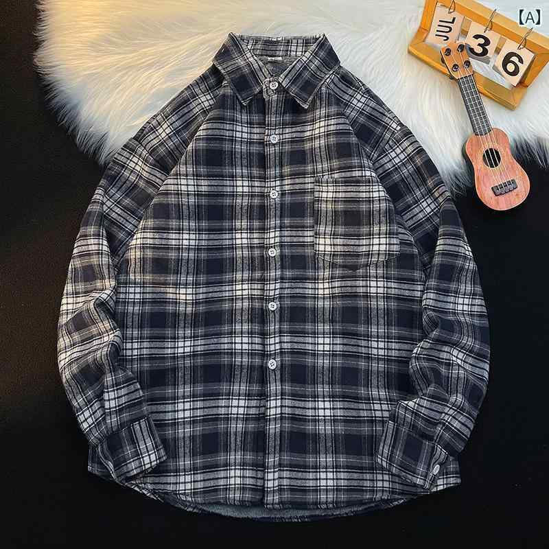 メンズ レトロ チェック シャツ ジャケット 起毛 暖かい カジュアル シャツ ジャケット