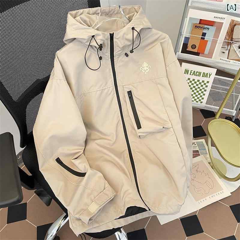 メンズ アウトドア ジャケット アメリカン カジュアル ワークジャケット カップル フード ハイキング ジャケット(4.0)