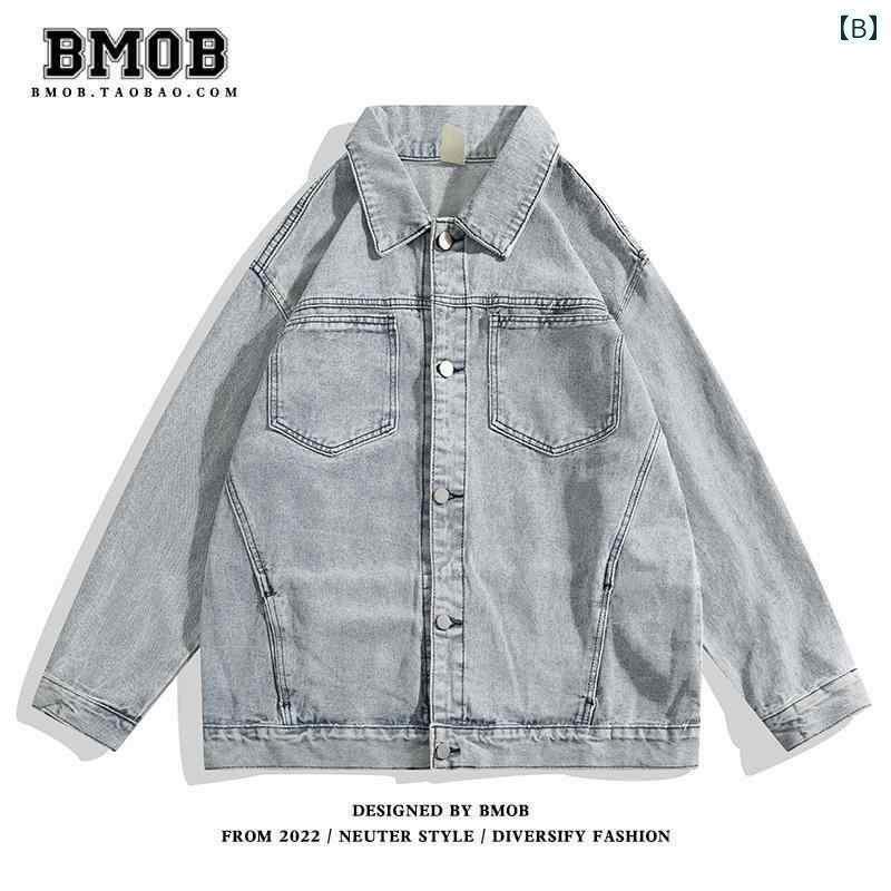 メンズ レトロ ダメージ 加工 デニムジャケット イン アメリカン ストリート カップル ワークジャケット