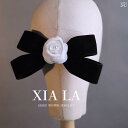 ブライダル ヘッドアクセサリー 結婚式 ウェディング パーティー 婦 花嫁 舞台 小道具 コスプレ フレンチ ブラック 起毛 リボン ヘアピン ヘッド ドレス ...